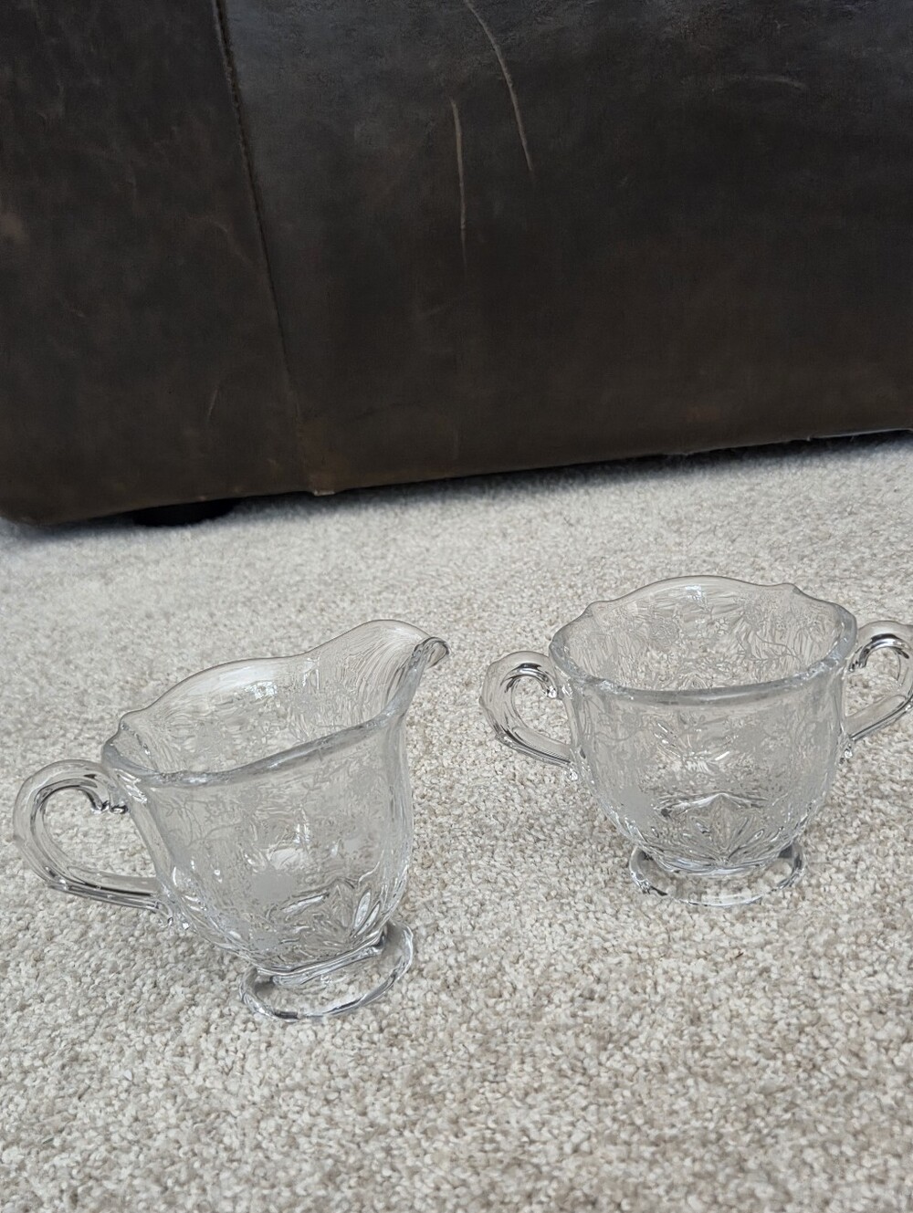 Fostoria Creamer and Sugar Set - Chintz Pattern